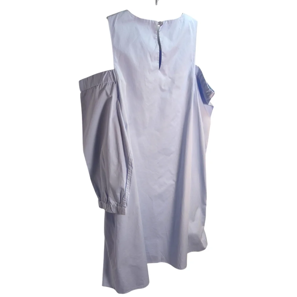 TIBI Cutout Shoulder 100% Cotton Poplin Dress in Light Blue SZ 10 - Picture 7 of 11